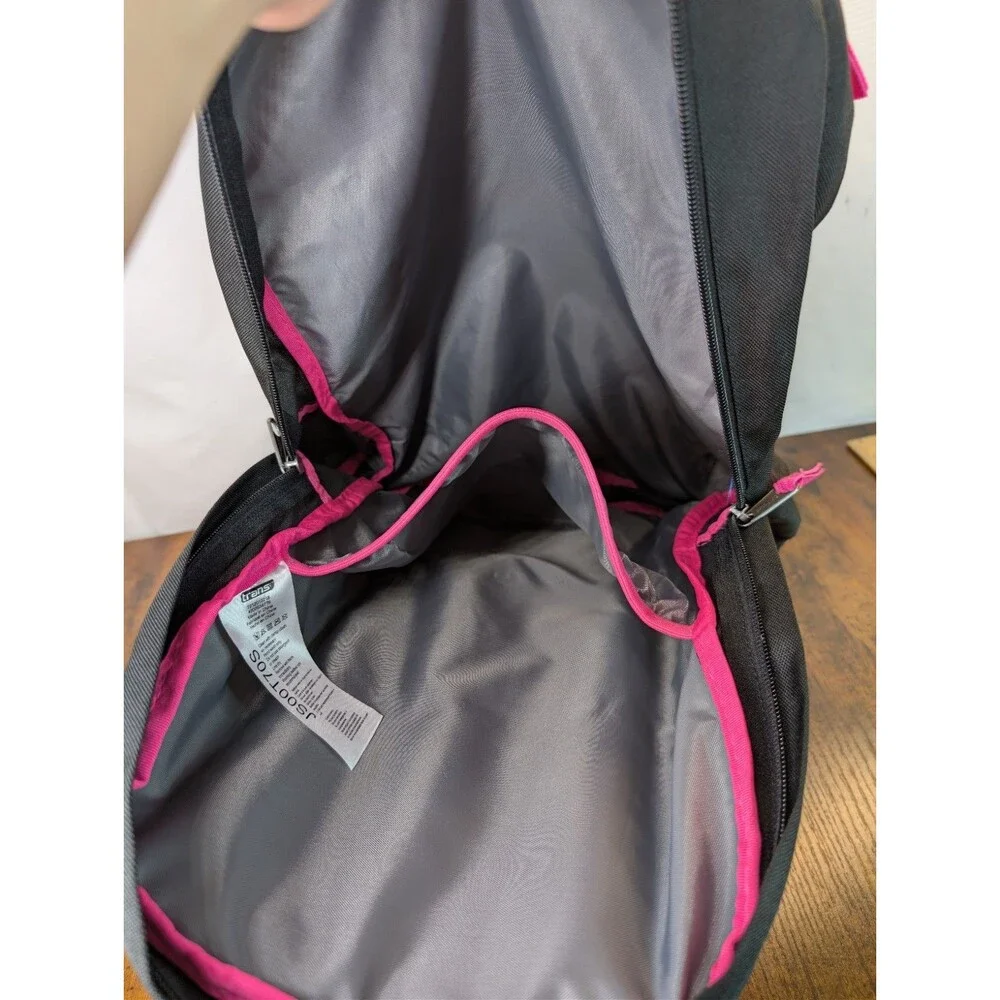 Trans By Jansport Black Pink Backpack Rosa Floral Embroidered Design
